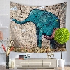 Blue Elephant and Its Son Graffiti Pattern Ethnic Style Decorative Hanging Wall Tapestry