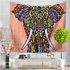 Bohemian Elephant Figure with Pink Bottom Color Decorative Hanging Wall Tapestry