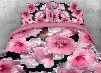 Onlwe 3D Pink Hibiscus Printed 4-Piece Bedding Sets/Duvet Covers