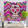 Skull Falling in Love with Zigzag Background Decorative Hanging Wall Tapestry