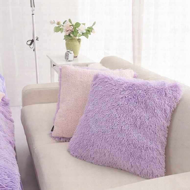 Purple Reversible Pink One Piece Decorative Square Throw Pillow