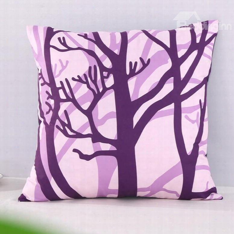 Purple Withered Tree Branches Dec Orative Square Polyester Throw Pillowcases