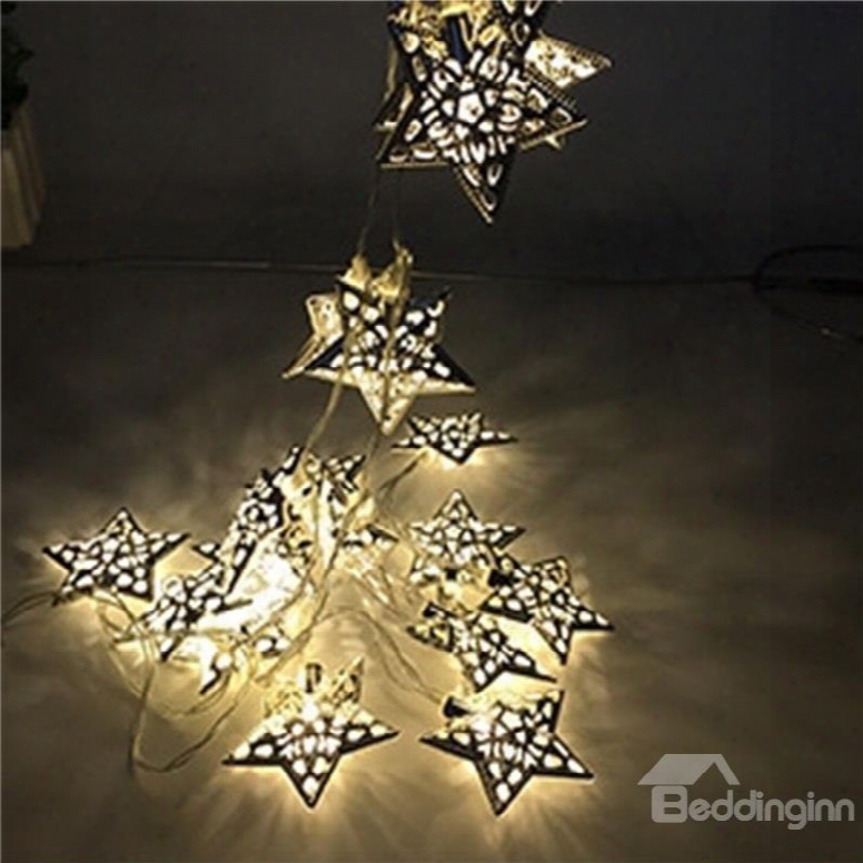 Romantic And Creative Style Hollow Out Star Shape Design 1.5meter Strip Led Lights