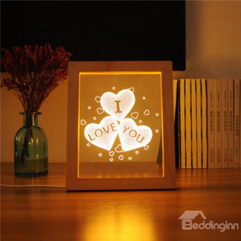 Romantic Heart-shaped Usb Modern And Creative Acrylic 3d Led Light Night