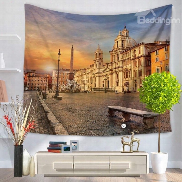 Rome Ancient Street And Castle Pattern Decorative Hanging Wall Tapestry