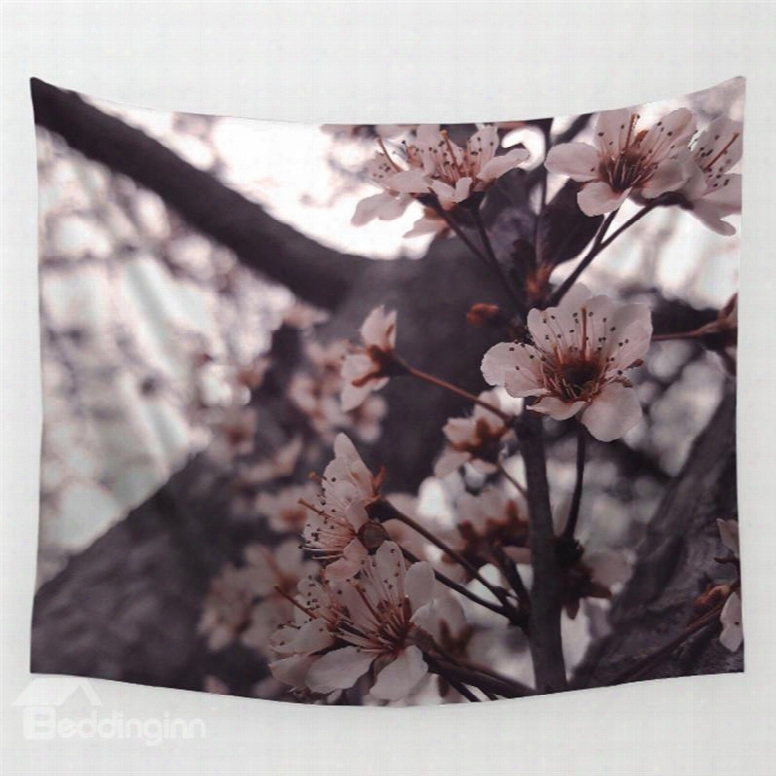 Sakura Blossom And Tree Trunk Pattern Decorative Hanging Wall Tapestry