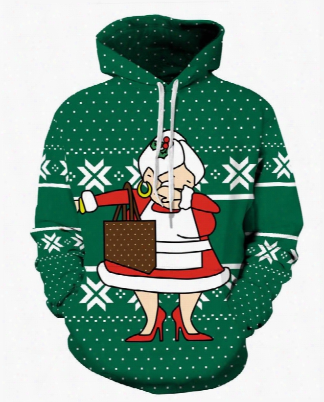 Santa Mother Rap Style Christmas Long Sleeve 3d Pattern Hoodie