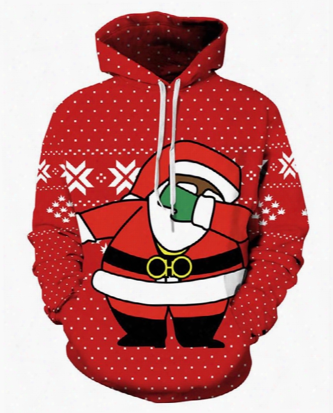 Santa Swag Rap Style Christmas Long Sleeve 3d Pattern Hoodie