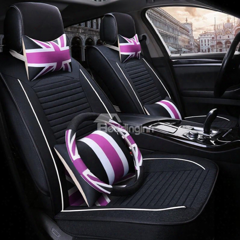 Simple Design Pure Color England Style Universal Car Seat Covers