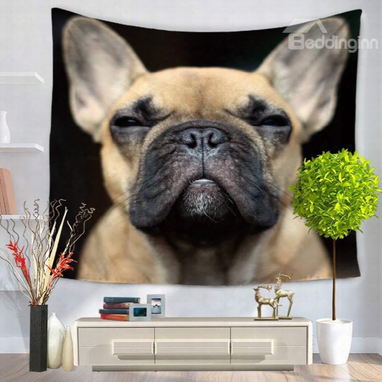 Squinting And Serious Bulldog Decorative Hanging Wall Tapestry