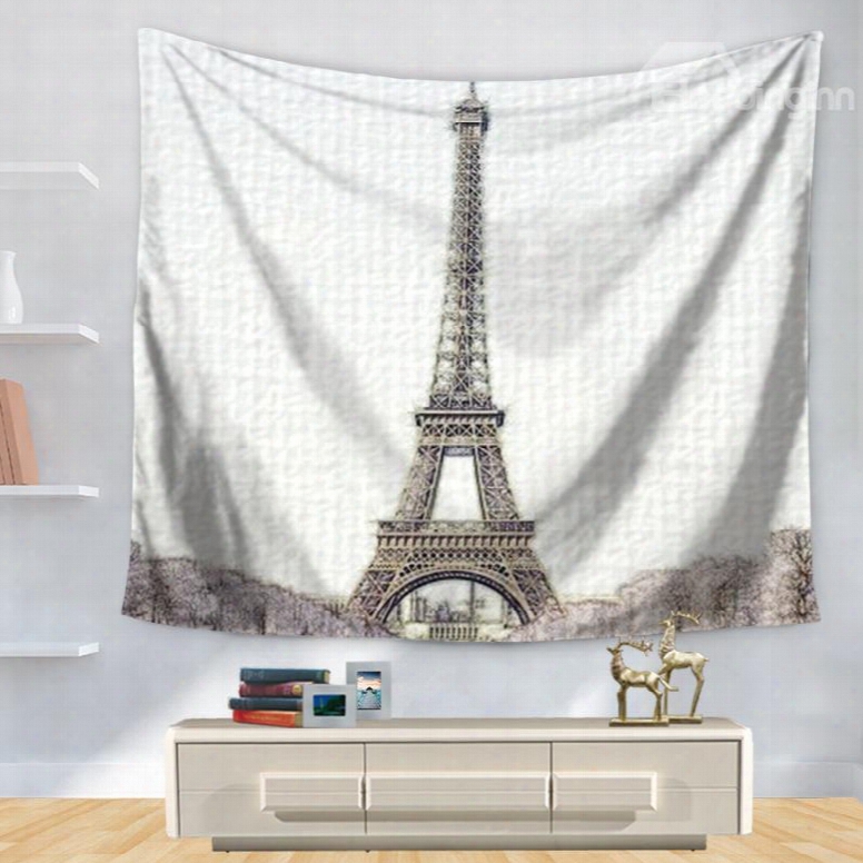 Stick Drawing Abstract Paris Eiffel Tower Decorative Hanging Wall Tapestry