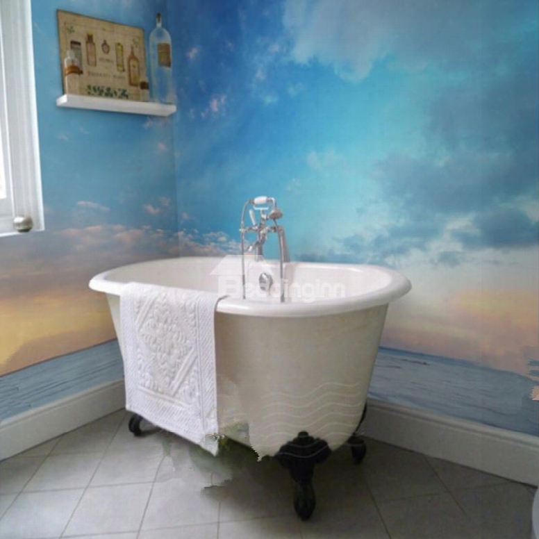 Sunset Sky And Sea 3d Waterproof Bathroom Wall Murals