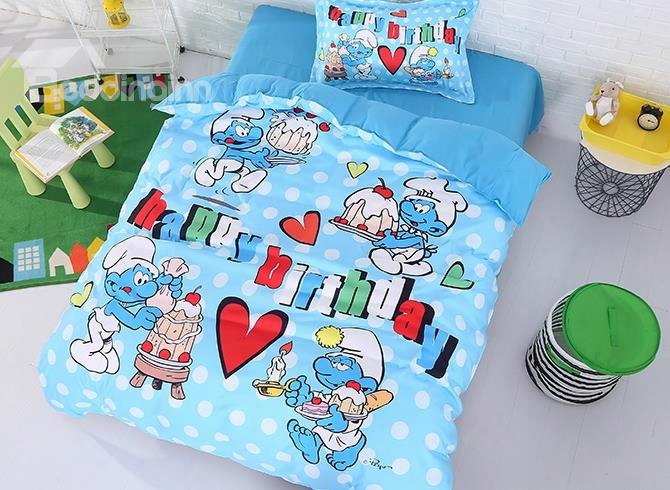 The Smurfs Happy Birthday Kids Twin 3-piece Bedding Sets/duvet Covers