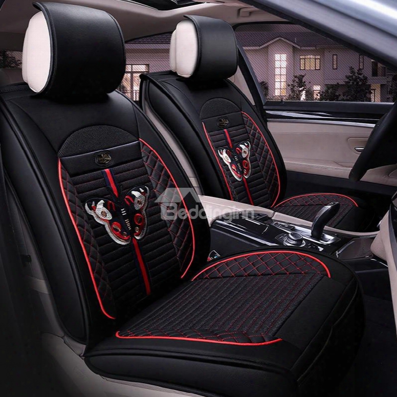 Traditional Pattern Reliablequality Leather Mixing Flax Material Universal Car Seat Covers