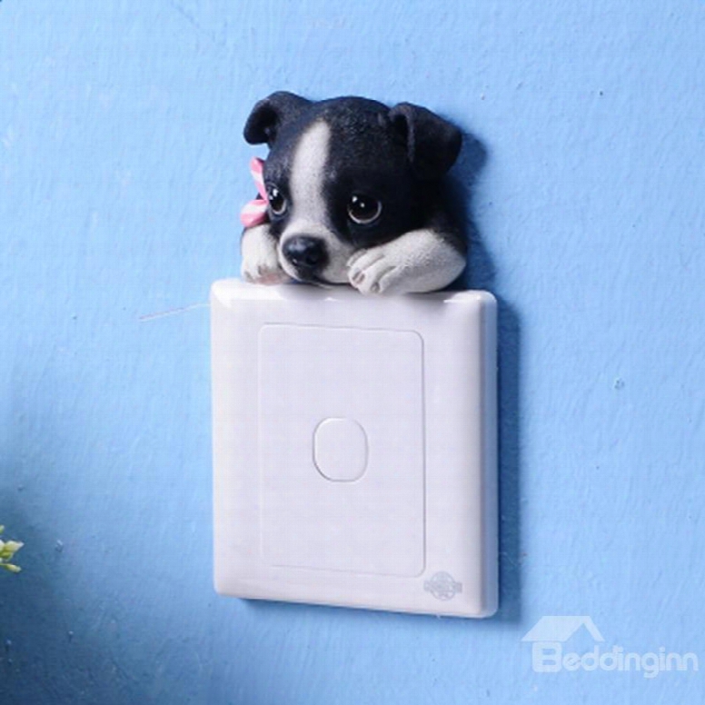 Unique Resin Cute Dog Shape Design 3d Wall Switch Stickers