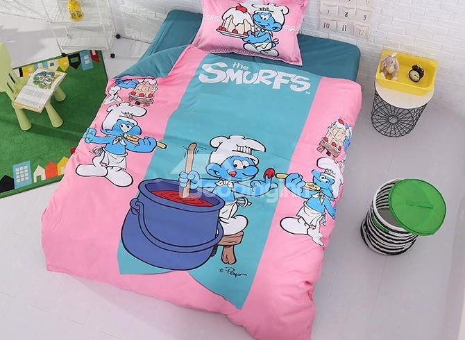 Village Chef Smurf Printed Twin 3-piece Kids Bedding Sets/duvet Covers