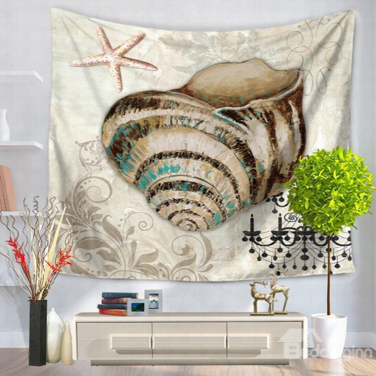 Vintage Style Mediterrsnean Sea Snails And Starfish Decorative Hanging Wall Tapestry