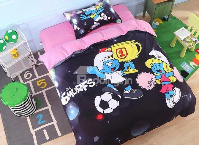 World Cup Soccer Champion Smurf Twin 3-piece Kids Bedding Sets