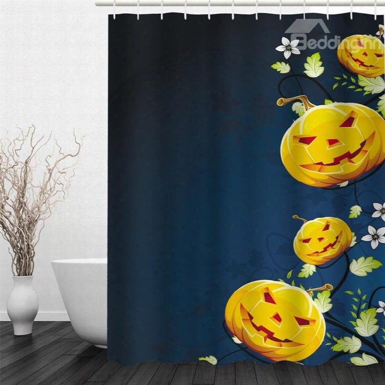 3d Halloween Jack-o-lanternns Polyester Waterproof Antibacterial And Eco-friend1y Shower Curtain