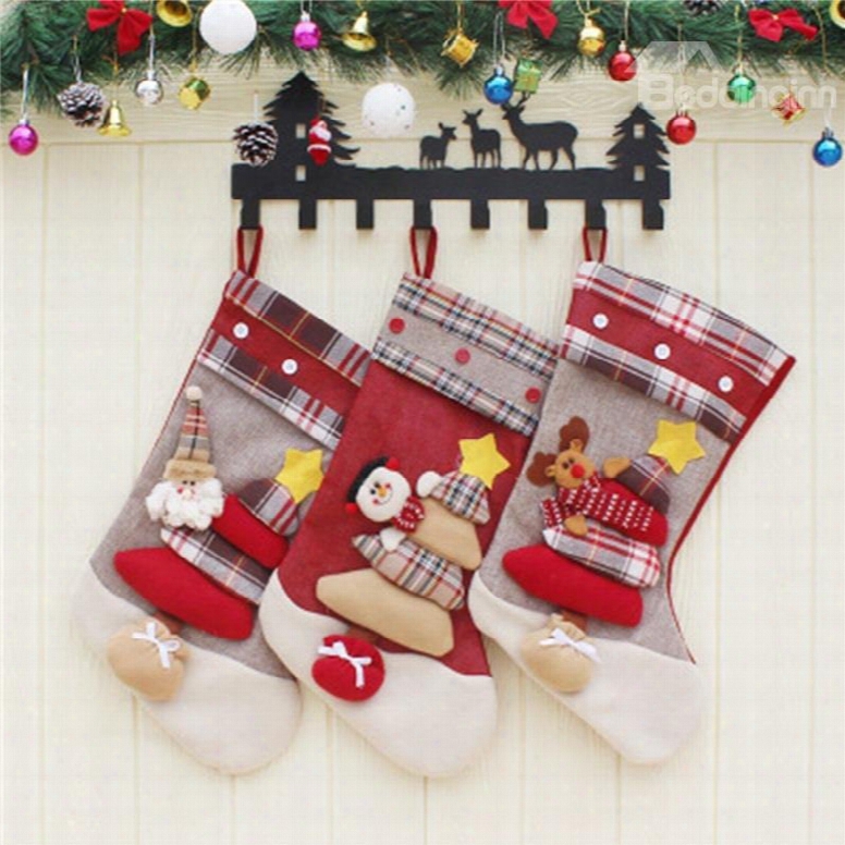 Christmas Tree Decoration Classic Non-woven Fabric And Wool Christmas Stocking