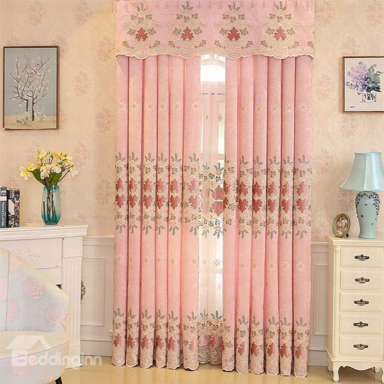 Romantic And Sweet Pink With Graceful Damask Pattern Living Room And Bedroom Curtain