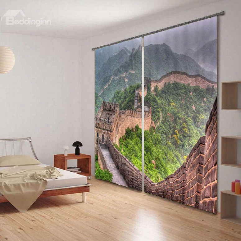 3d China Great Wall Print Functional Blackout Curtain