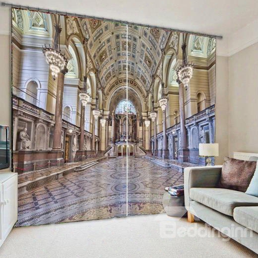 3d Agnificent Palace Printed 2 Panels Custom Shading Curtain For Living Room