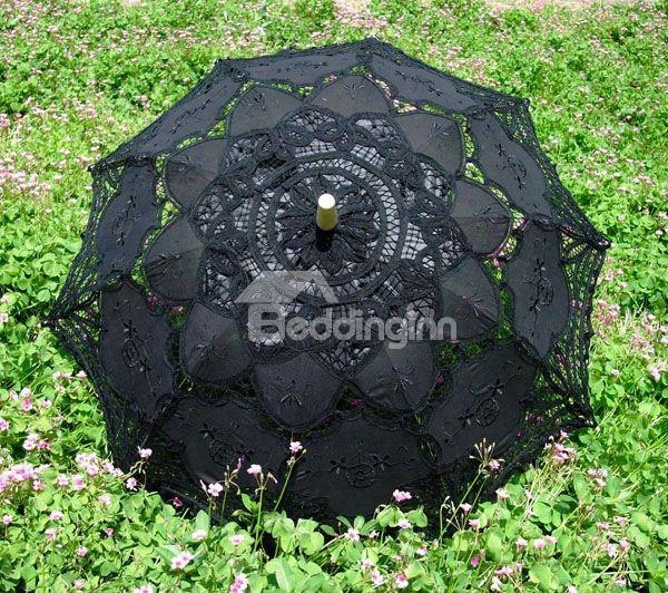 Beautiful And Fashion Lacework And Wood Hand Shank Beach Umbrella