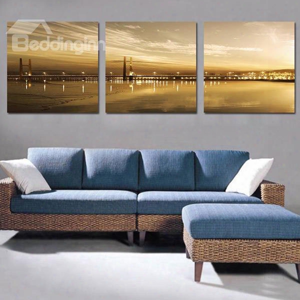 Beautiful Spectacular Bridge 3-piece Crystal Film Art Wall Print