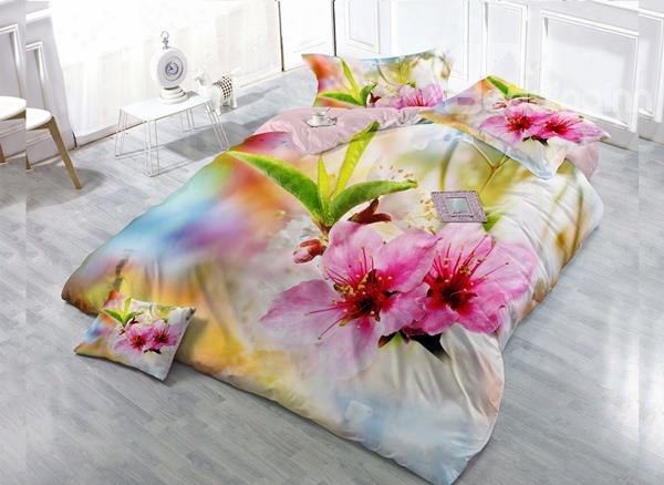 Blooming Flower 4-piece High Density Satin Drill Duvet Cover Sets