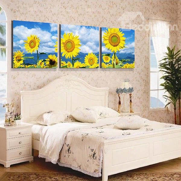 Bright Sunflowers 3-piece Crystal Film Art Wall Print