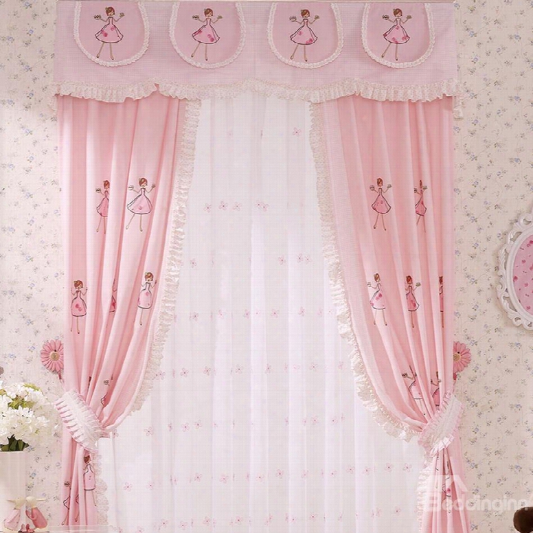 Cartoon Embroidery Cinderella Girls Room Curtain