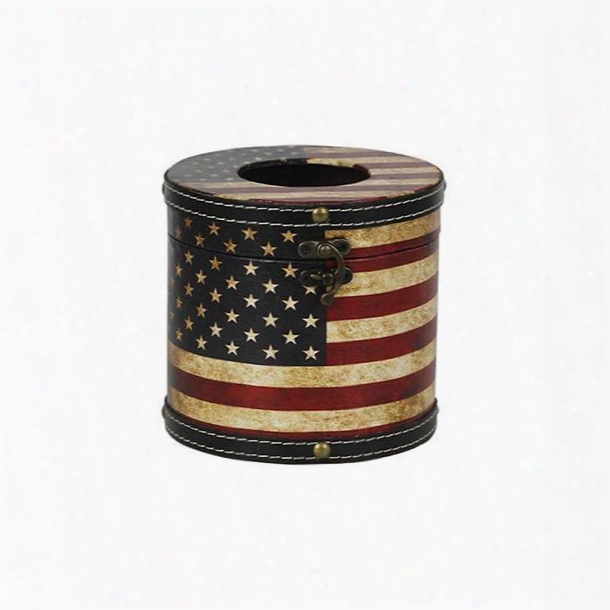 Chic The Stars And The Stripes Print Round Tissue Box