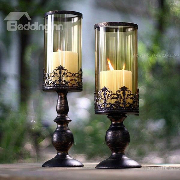 Classic European Style Vintage Glass Shade Candles Holders