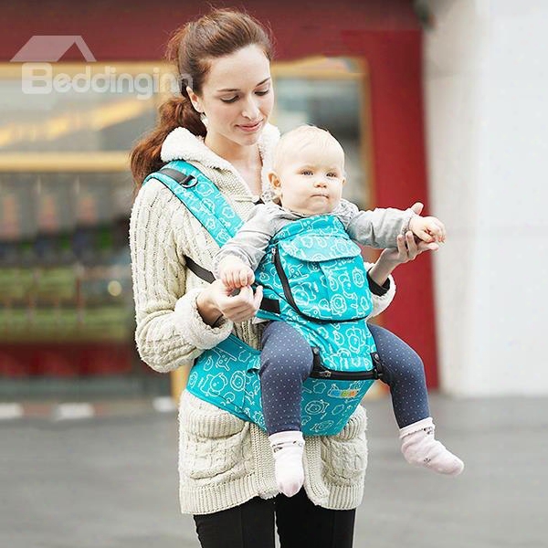 Comfortable Blue Cottton Four-position Detachable Baby Carrier