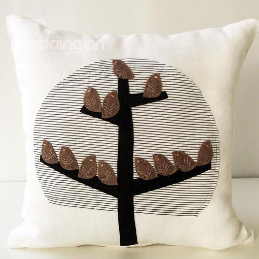 Creative Chocolate Color Birds Over Branches Pattern Throw Pillow