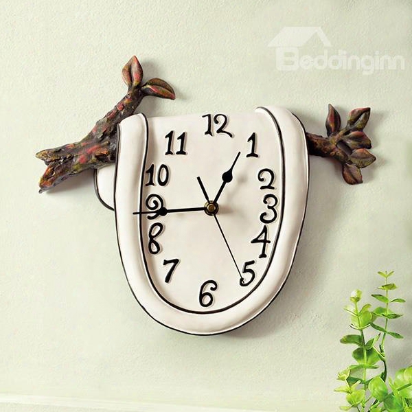Creative Clock On The Branch Resin Mute Wall Clock