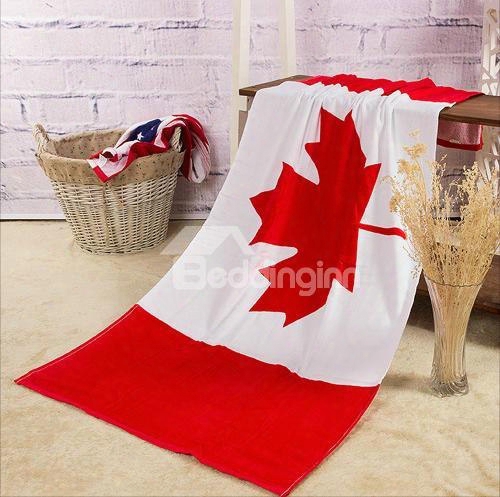 Creative Fashion Canada Flag Pattern Bath Towel