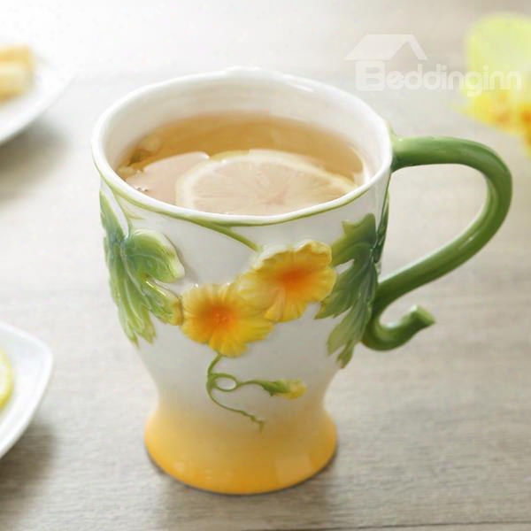 Creative Lovely 3d Floral Ceramic Coffee Mug