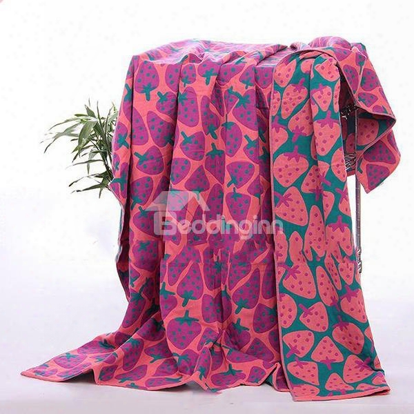 Creative Strawberries Pattern Cotton Summer Quilts/towel Blankets