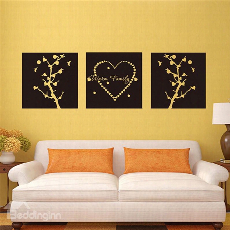 Creative Wall Art Prints Style Heart 3-panel Removable Wall Sticker