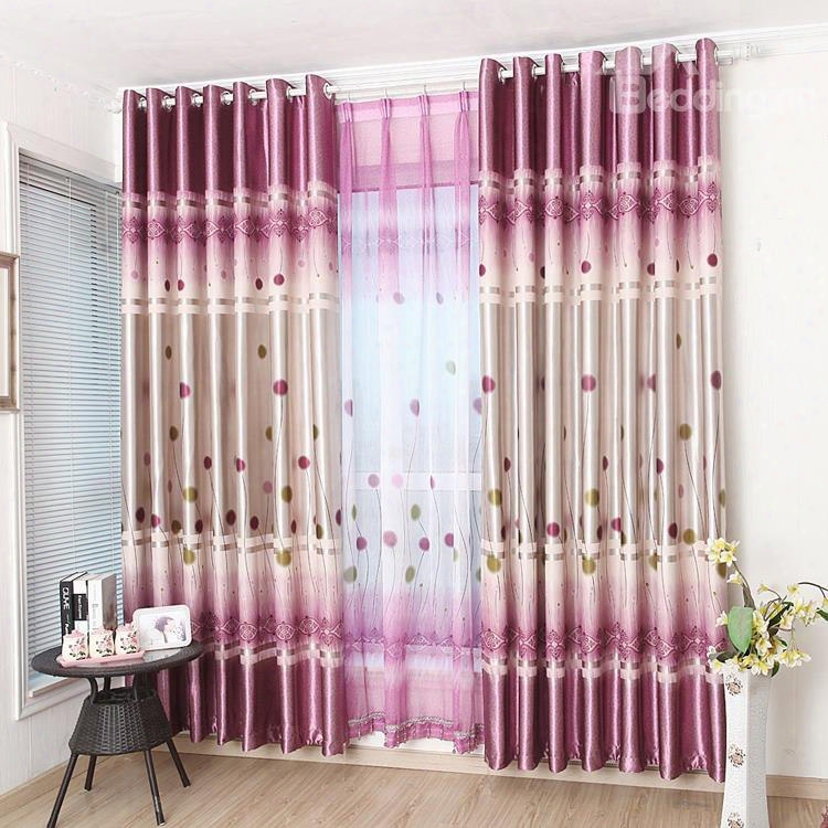 Cute Dandelion Design Pink Purple Color Scheme Grommet Top Curtain
