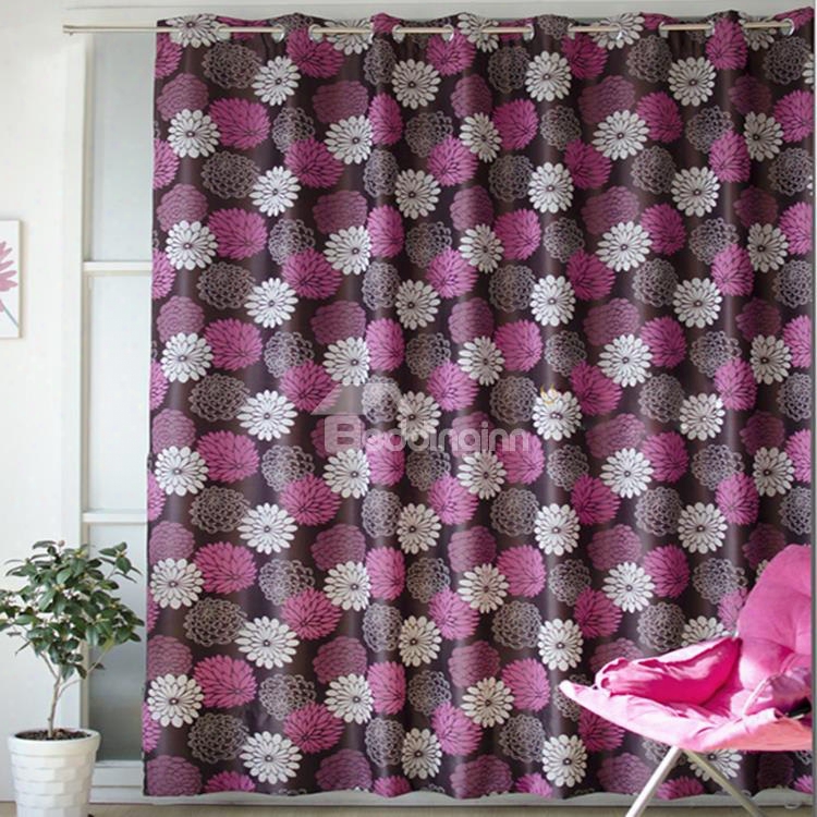 Decoration And Dust-proof Polyester Cotton Jacquard Purple Style Grommet Head Curtain