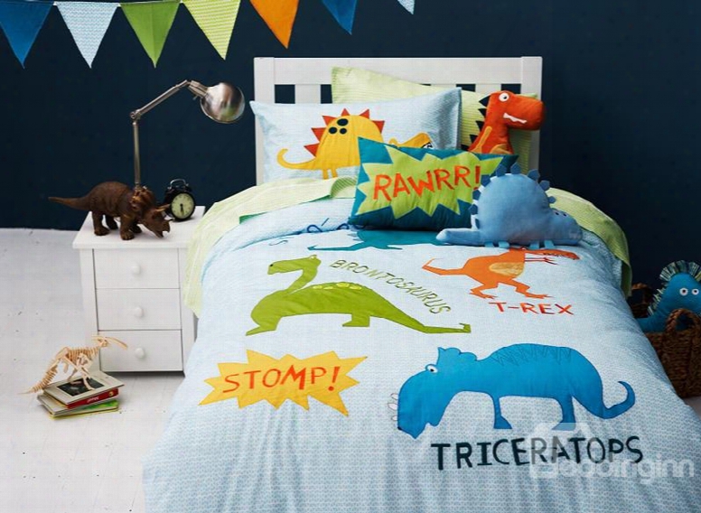 Dinosaur World 3-piece Cotton Kids Duvet Cover Sets