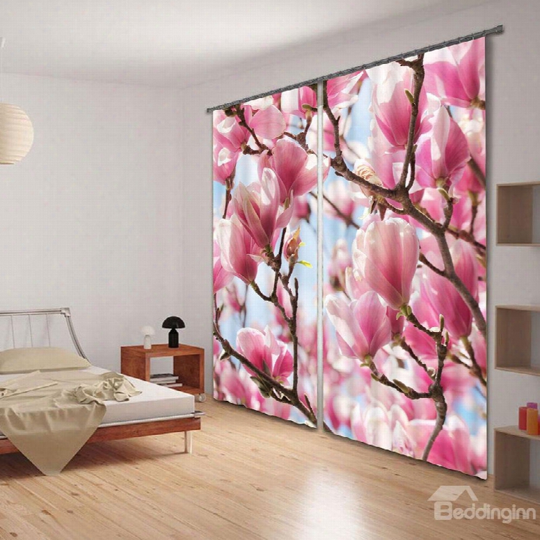 Elegant Mangnolia Flower Energy Saving 3d Curtain