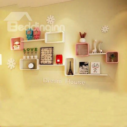 Environmental Protection 2-set Wood Wall Shelves With Free Wall Stickers
