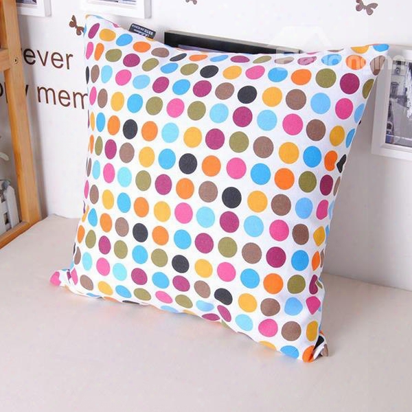 Faddish Polychromatic Polka Dot Printing Comfortable Cotton Throw Pillowcase