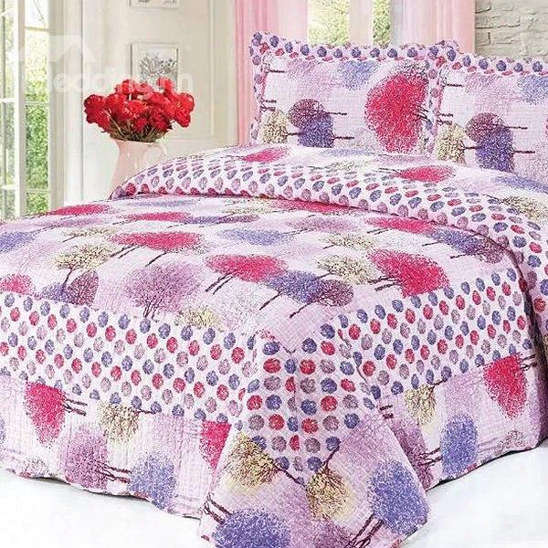Fancy Colorful Trees Print Cotton 3-piece Bed In A Bag