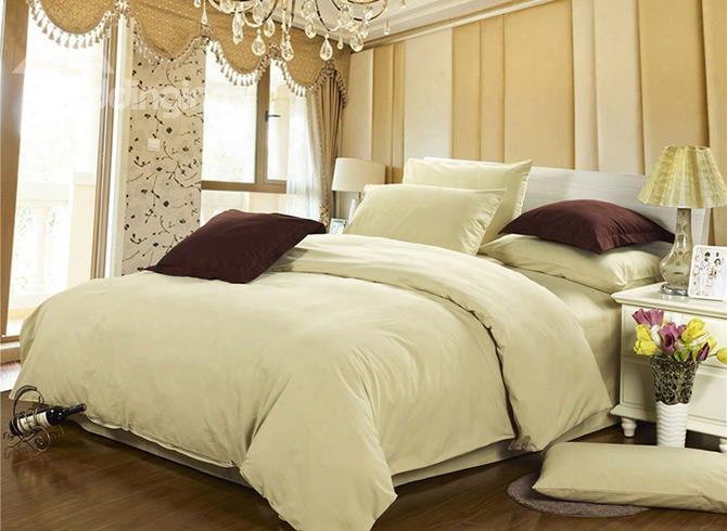 Fancy Pure Beige 4-piece Cotton Duvet Cover Sets