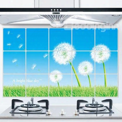 Fantastic Dandelion Aluminum Foil Oil Proof Kitchen Hearth Removable Wall Stickers